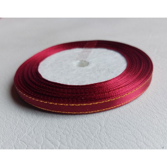 Лента атласная с люрексом 0,6 см*25 ярдов цв. темно-бордовый, цена за катушку